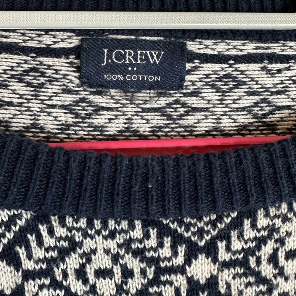J.Crew 100% cotton crewneck sweater in Fair Isle Navy Sz X-Large